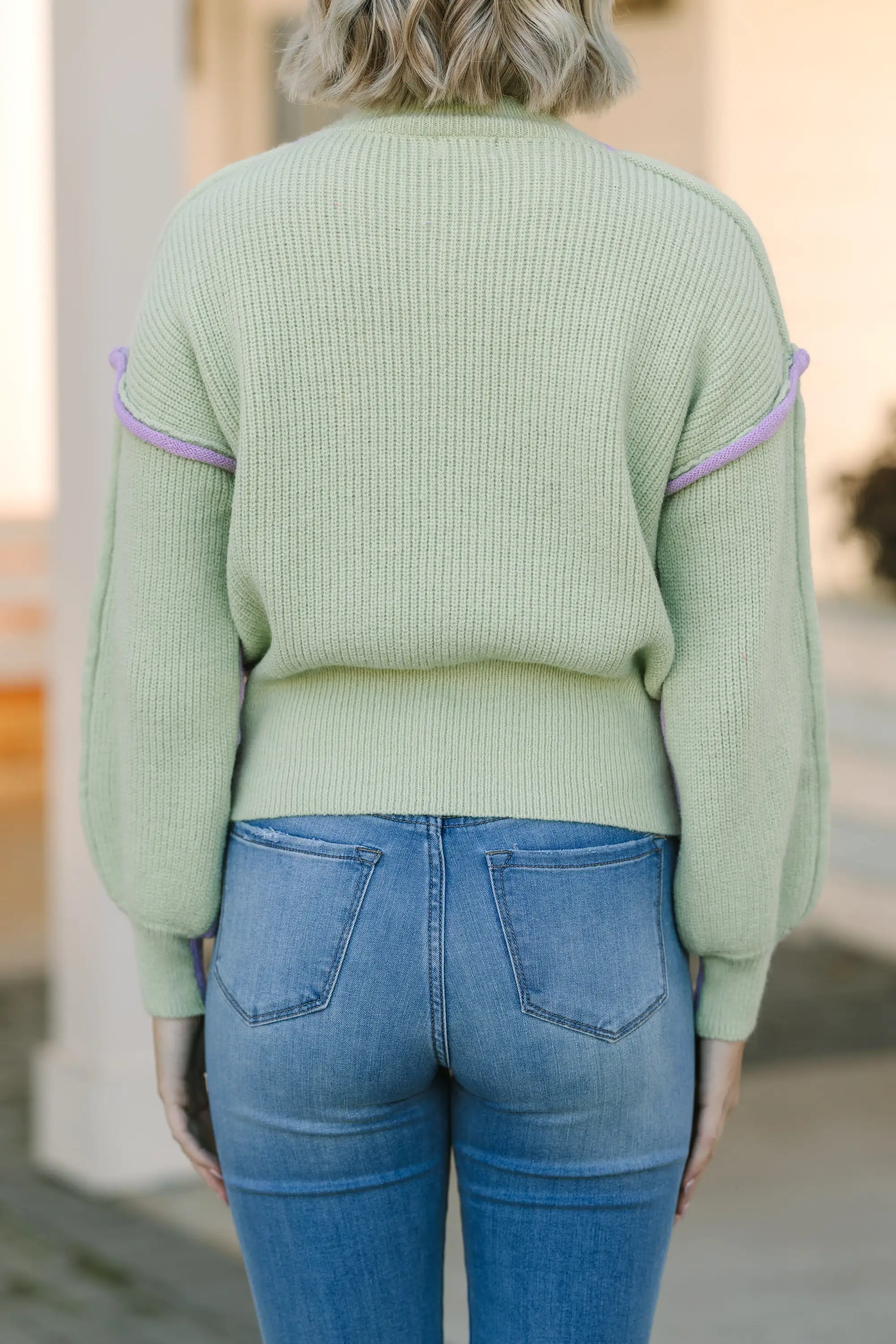 Right This Way Lavender Purple Colorblock Sweater