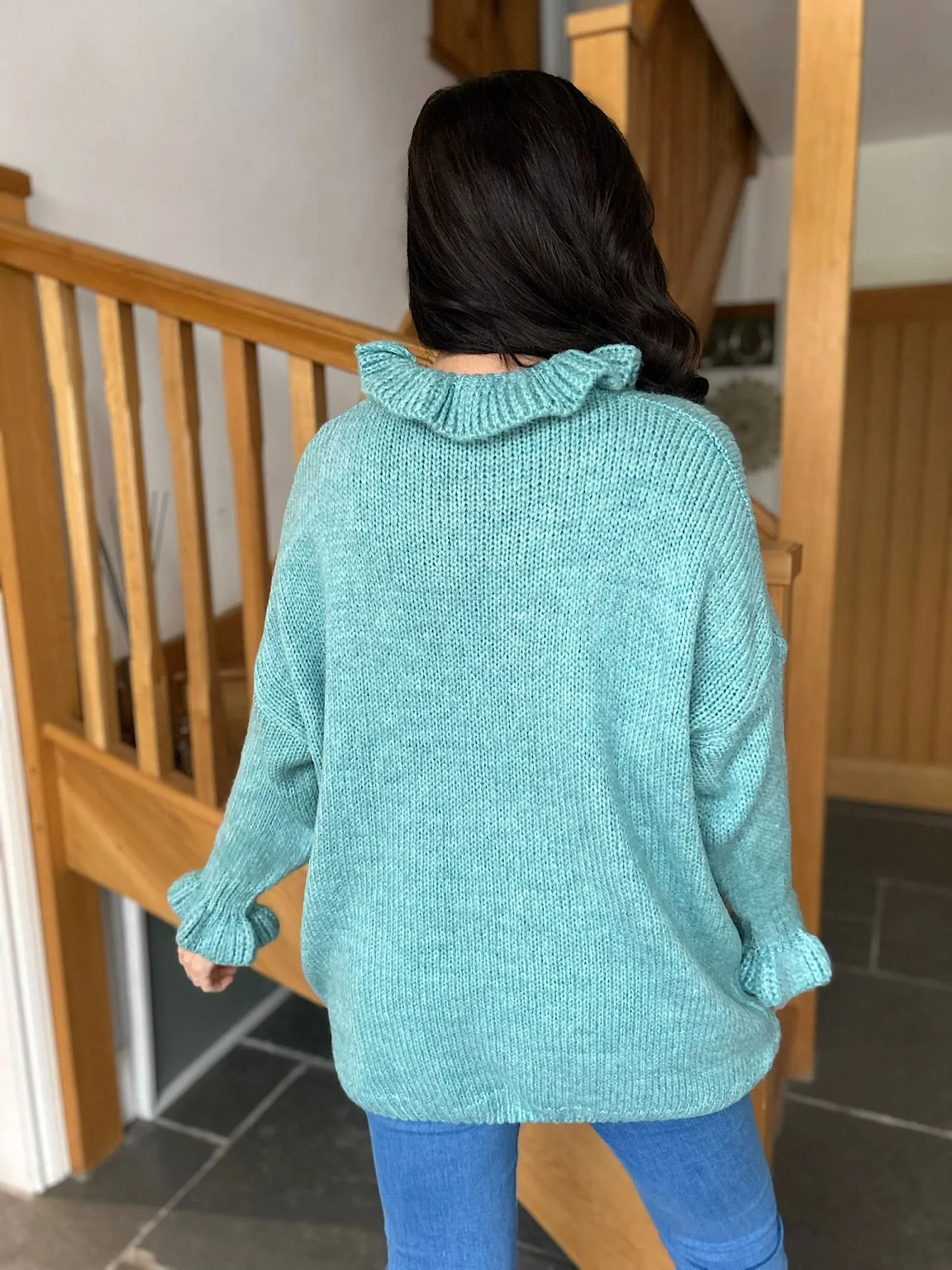 Sage Flute Neck Jumper Fiona