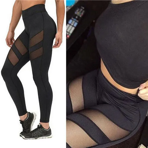 Sexy Women Skinny Patchwork Mesh Leggings Gifts For Women Push Up Pants  SM6