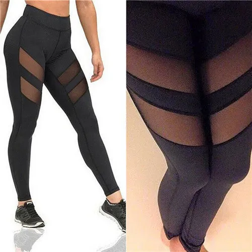 Sexy Women Skinny Patchwork Mesh Leggings Gifts For Women Push Up Pants  SM6