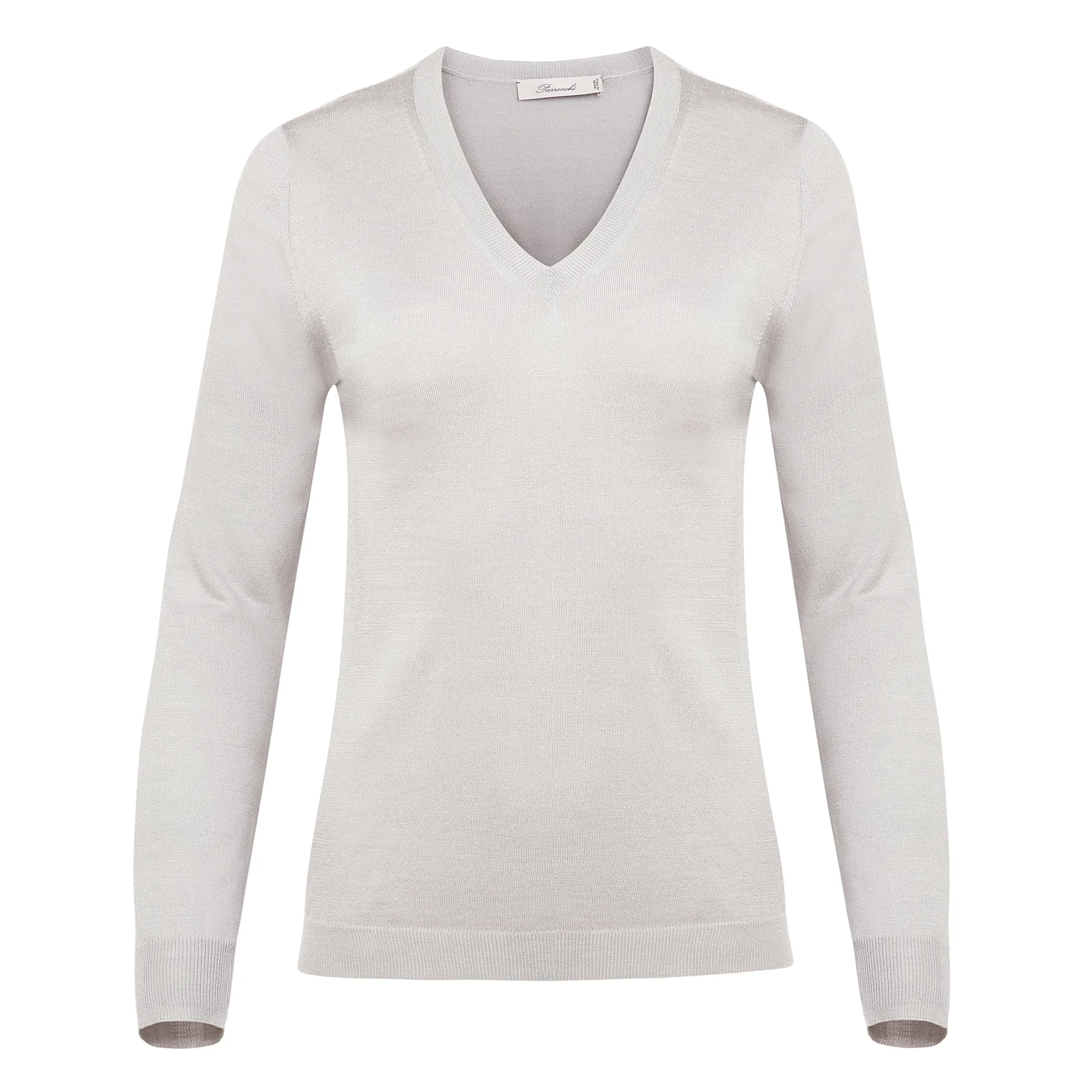 Silk V-Neck Sweater - Grey