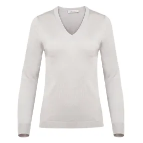 Silk V-Neck Sweater - Grey