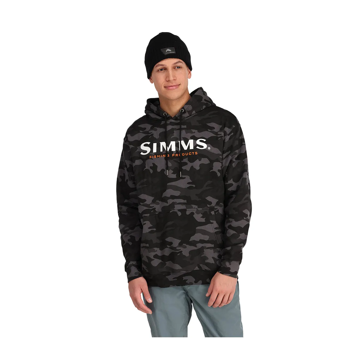 Simms Logo Hoody Woodland Camo Carbon