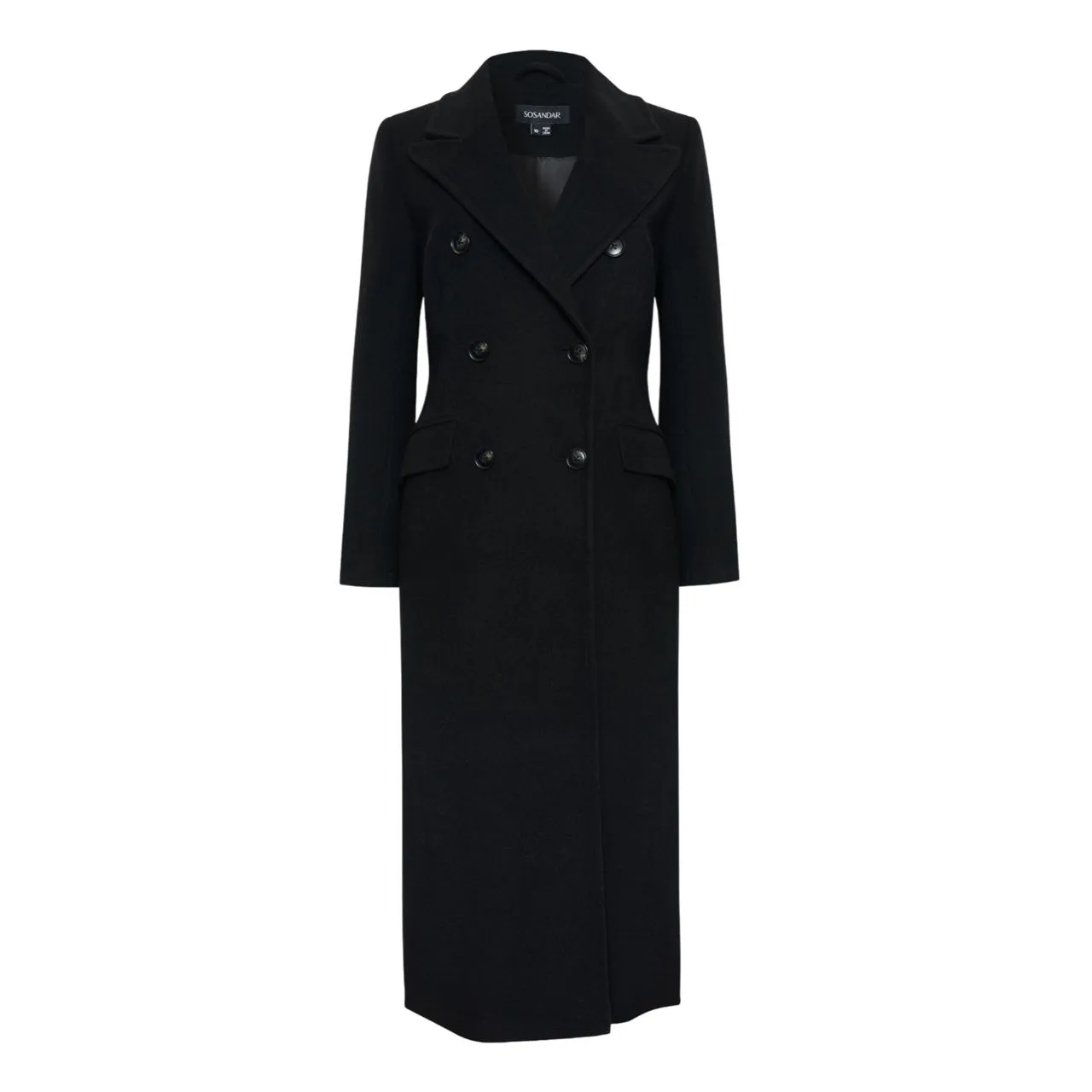 SOSANDAR Double-Breasted Tailored Coat - Black