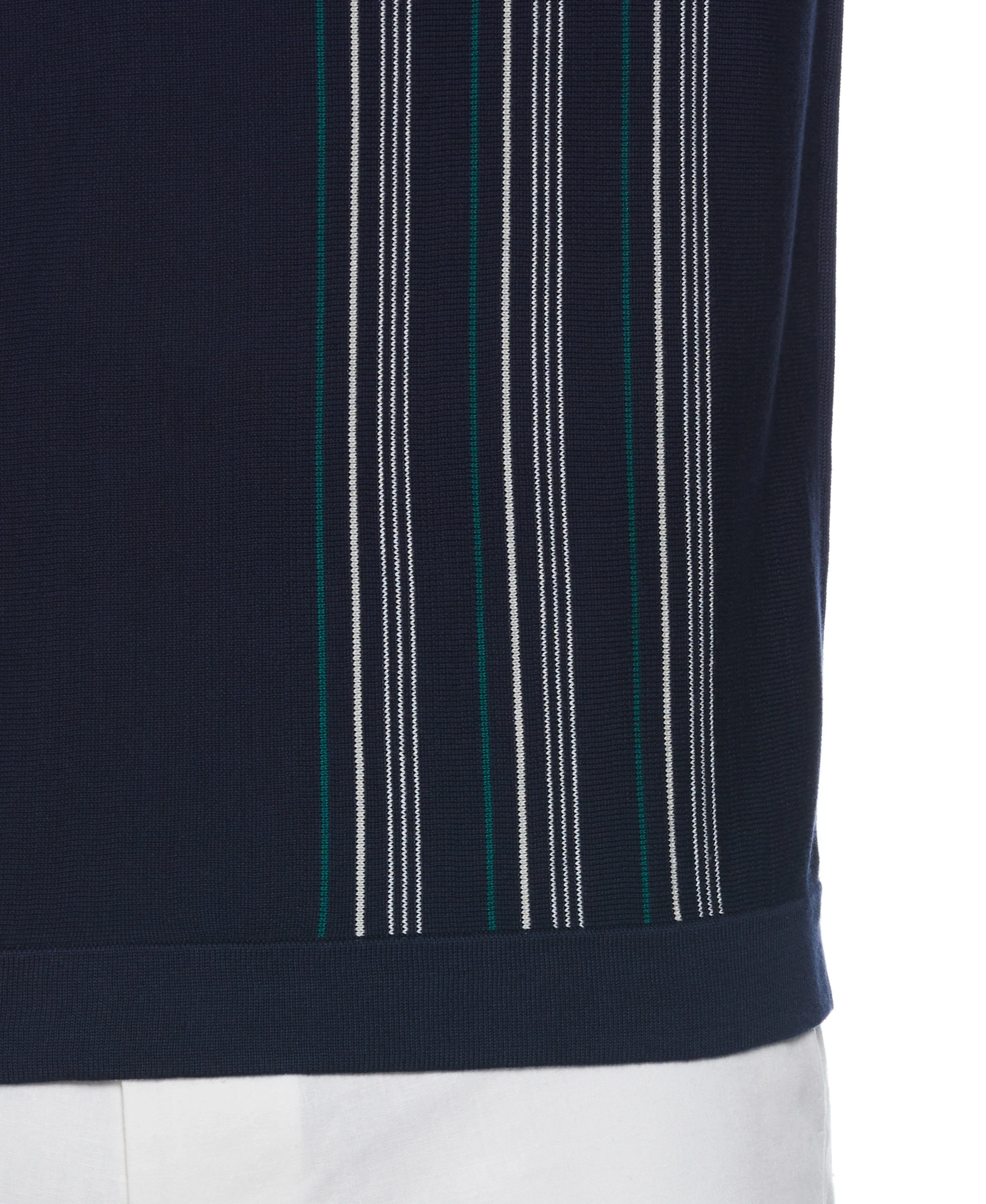 Striped Johnny Collar Polo Sweater