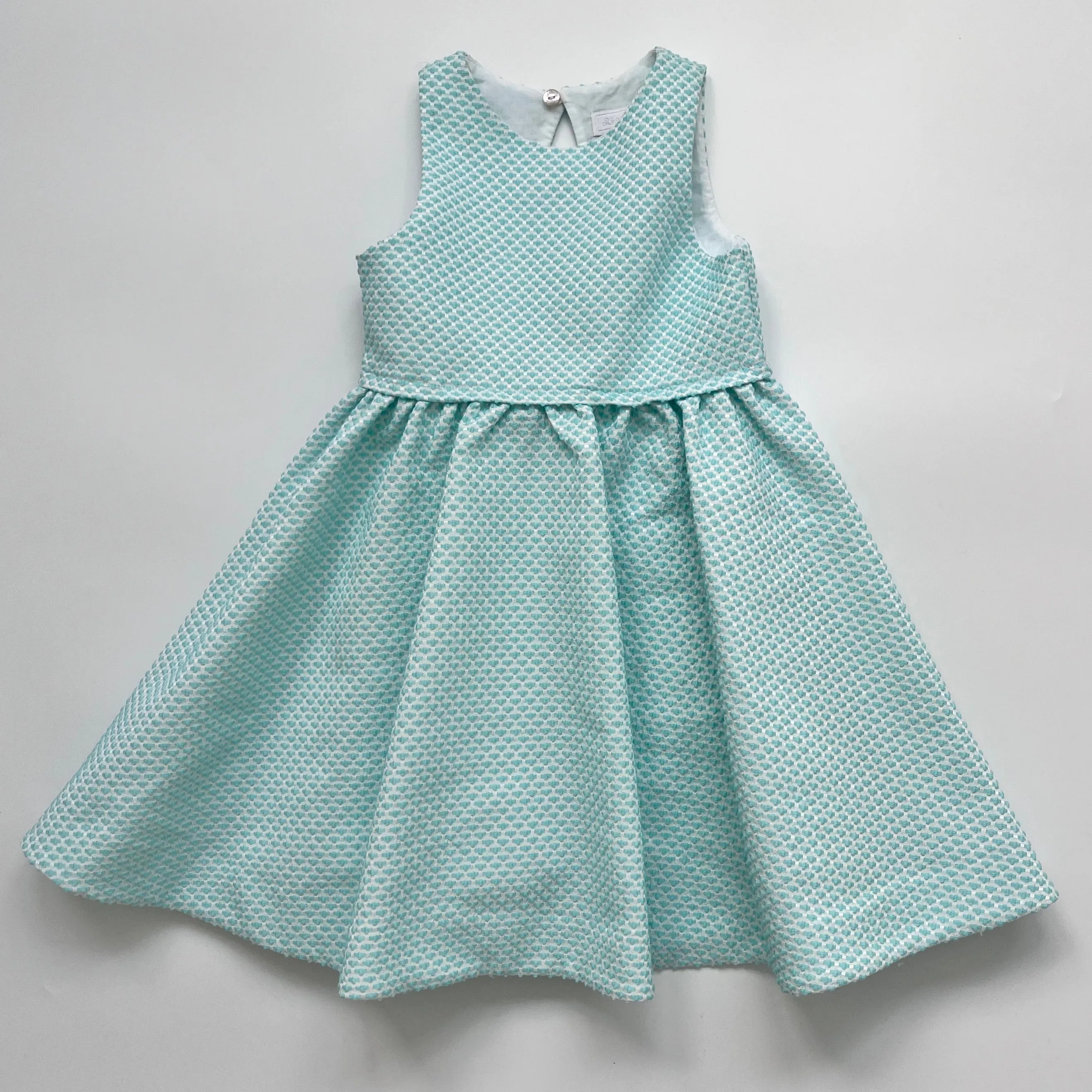 Tartine et Chocolat Aqua Embossed Dress With Open Back: 6 Years