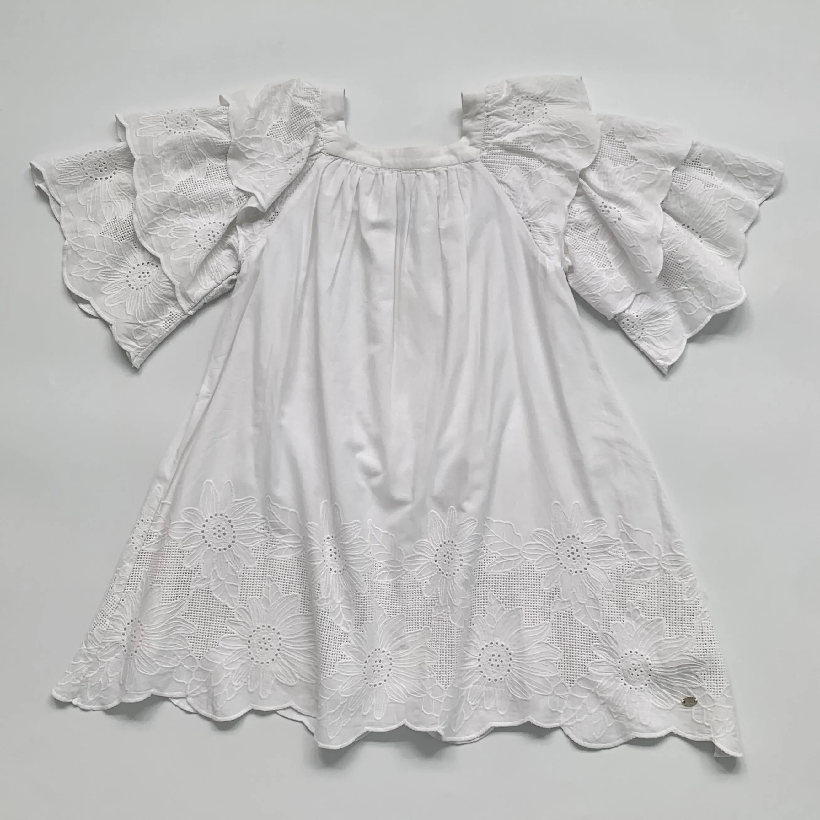 Tartine et Chocolat White Dress With Tier Sleeves: 12 Years