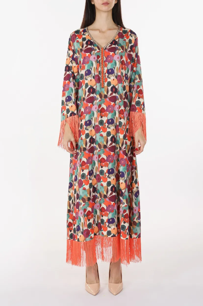 Tassels Painting Maxi Dress