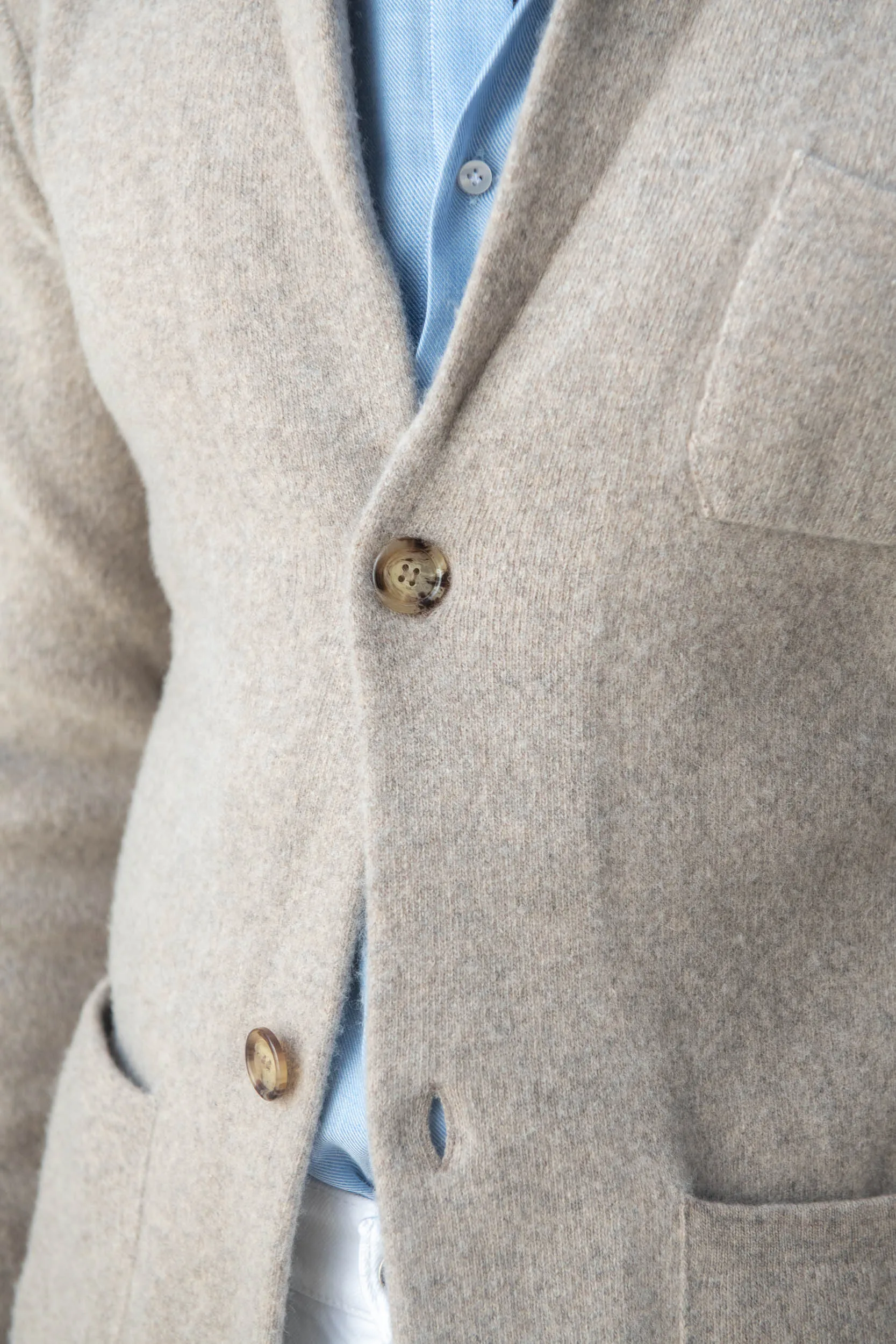 Taupe Knitted Jacket - Wool and Cashmere – Made in Italy