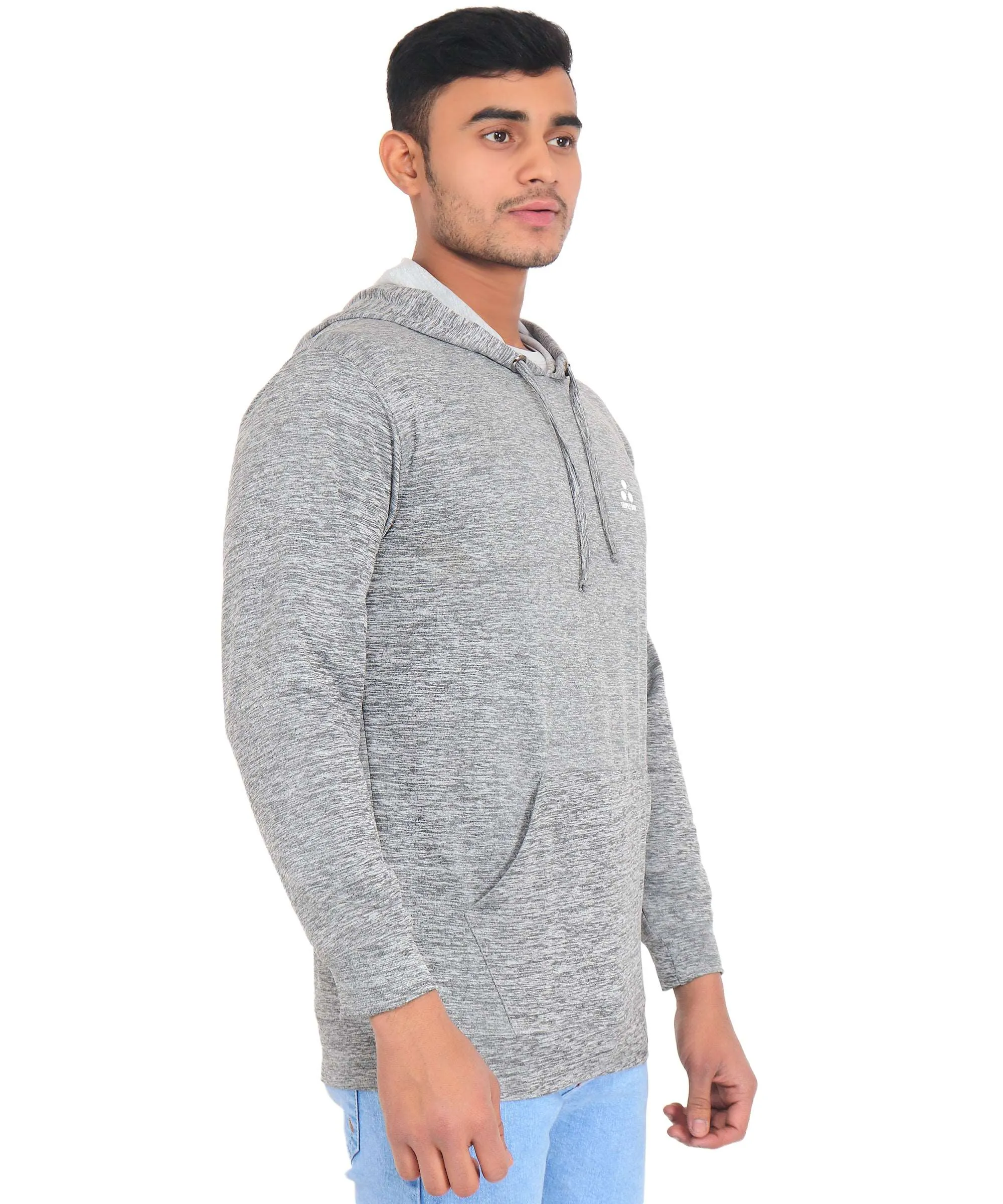 Triple Dot Clothing Grey Melange Mens Hooded Slub Sweatshirt