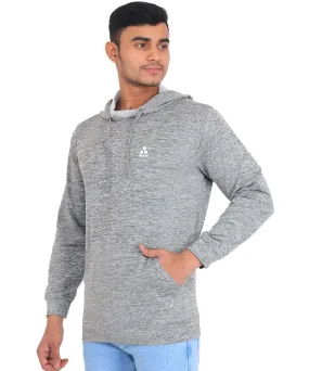 Triple Dot Clothing Grey Melange Mens Hooded Slub Sweatshirt