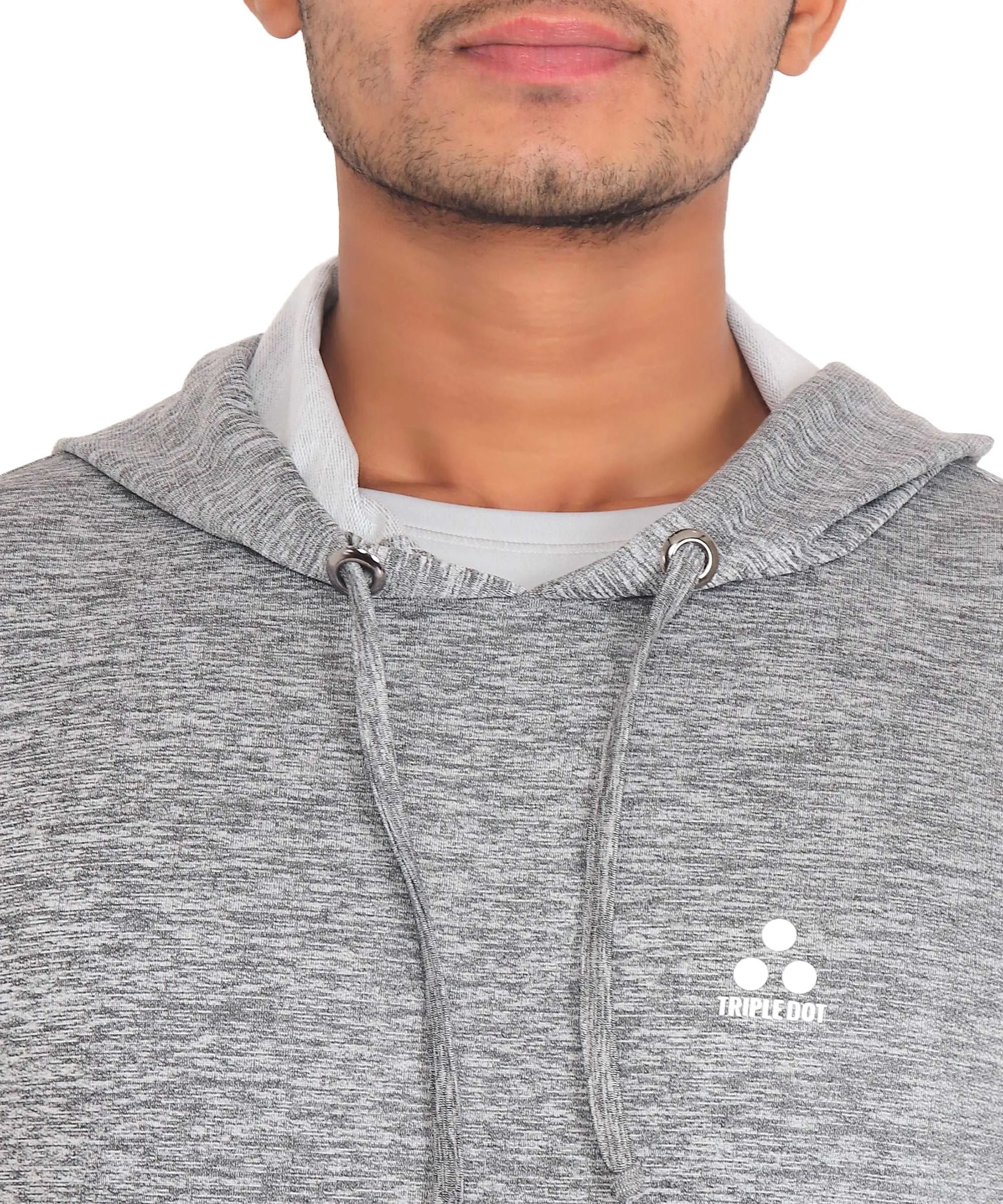 Triple Dot Clothing Grey Melange Mens Hooded Slub Sweatshirt