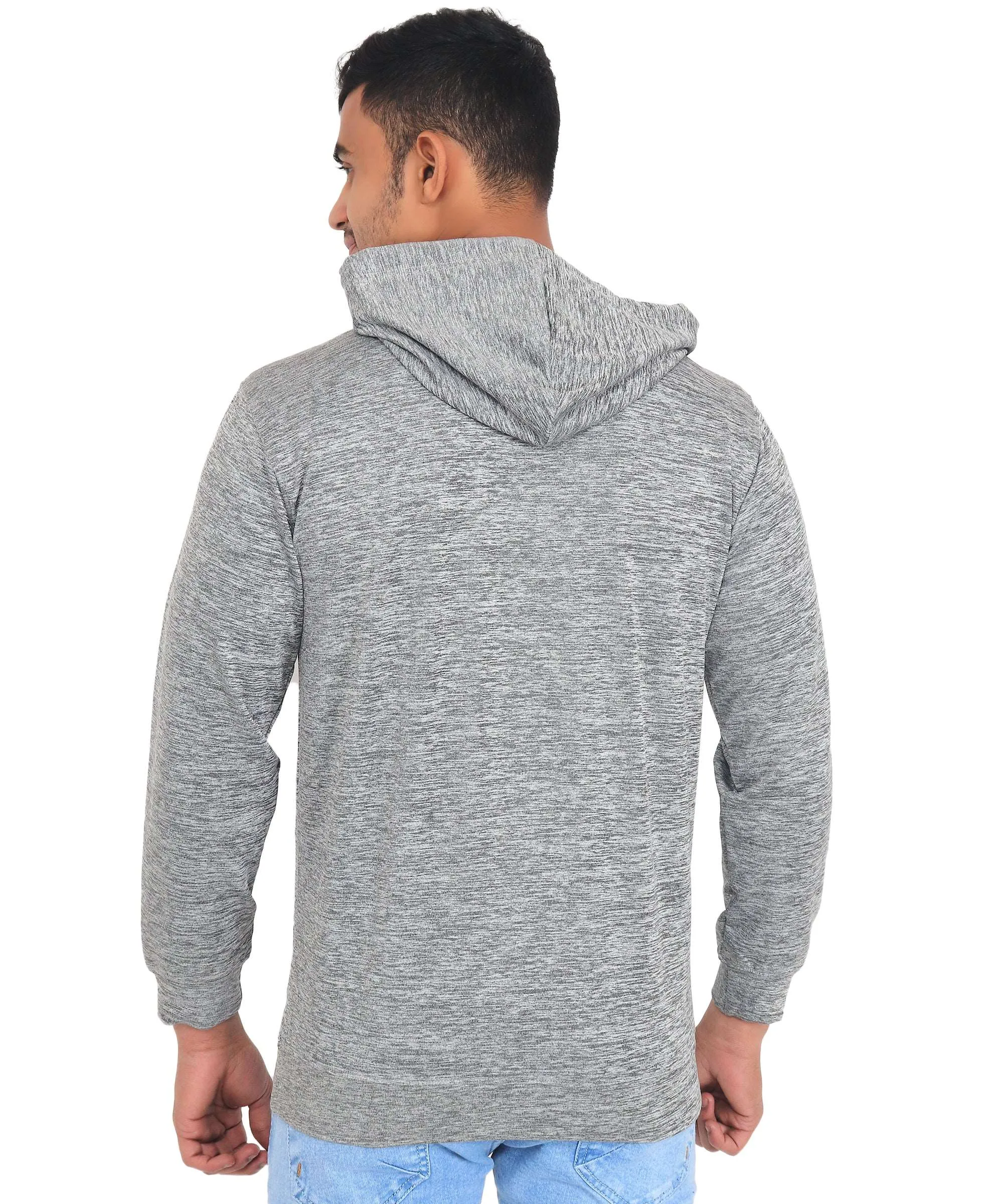 Triple Dot Clothing Grey Melange Mens Hooded Slub Sweatshirt