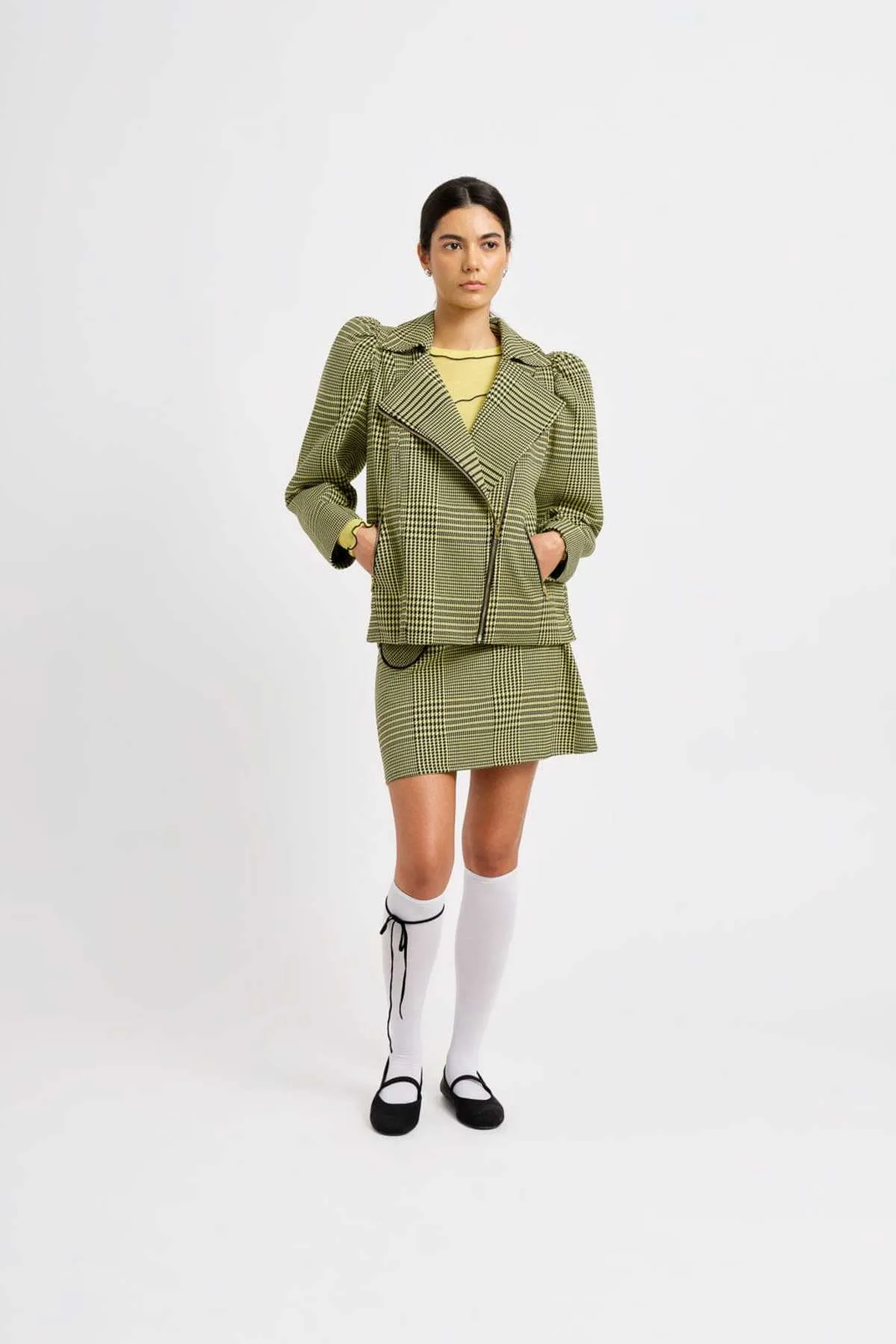 Valentine Moto Coat - Yellow Clueless Plaid