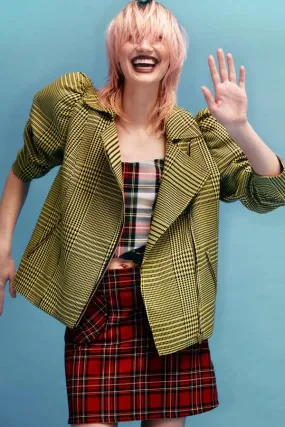 Valentine Moto Coat - Yellow Clueless Plaid