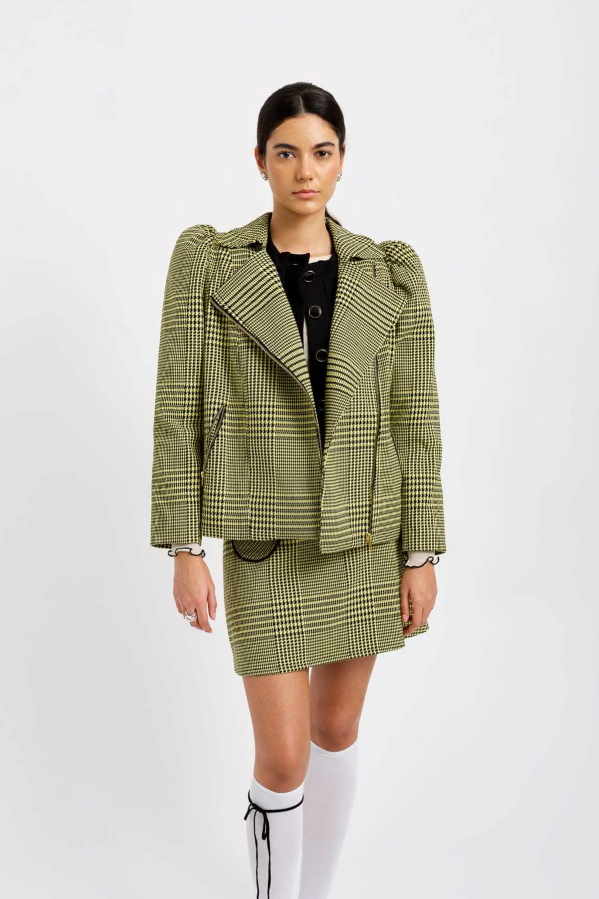 Valentine Moto Coat - Yellow Clueless Plaid