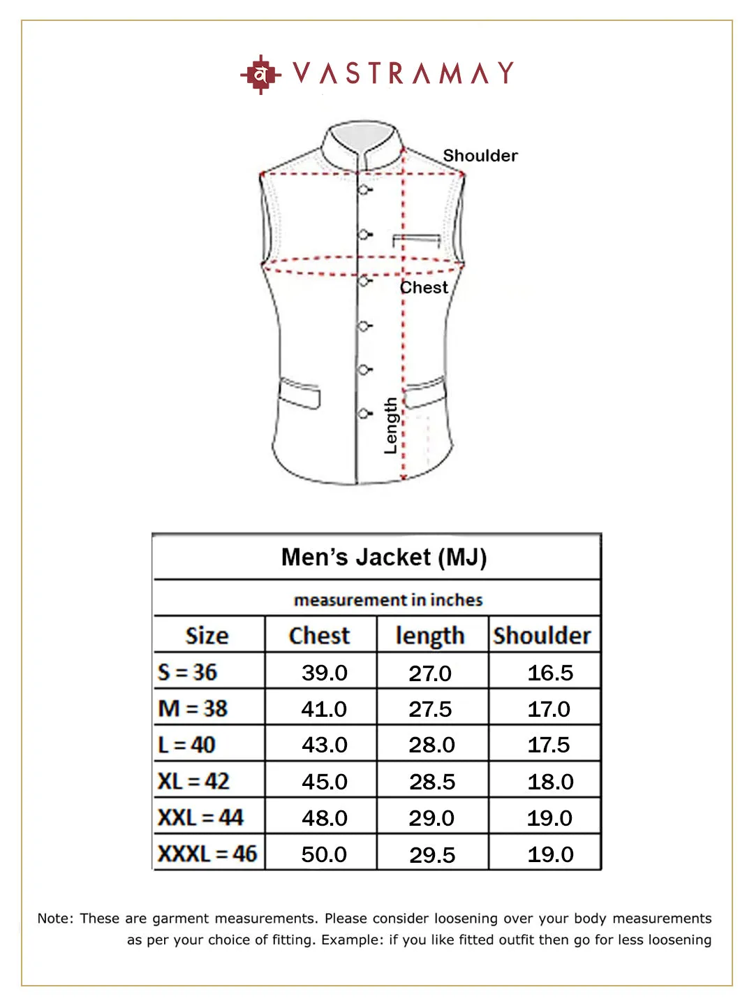 VASTRAMAY Men's Red Stripes And Angrakha Pattern Classic Nehru Jacket