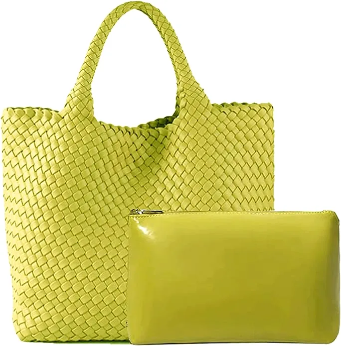 Vegan Leather Woven Tote - (multiple colors)