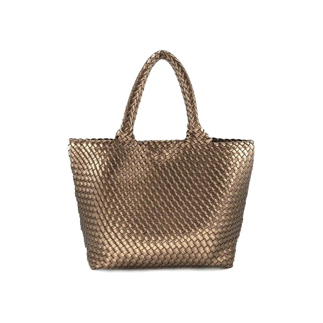 Vegan Leather Woven Tote - (multiple colors)