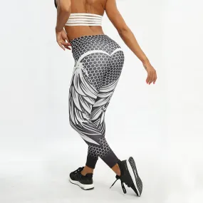 Women Fitness Leggings High Waist Solid Color Polyester Wings Honeycomb Skull Female Legging Sexy Fashion Print Leggings