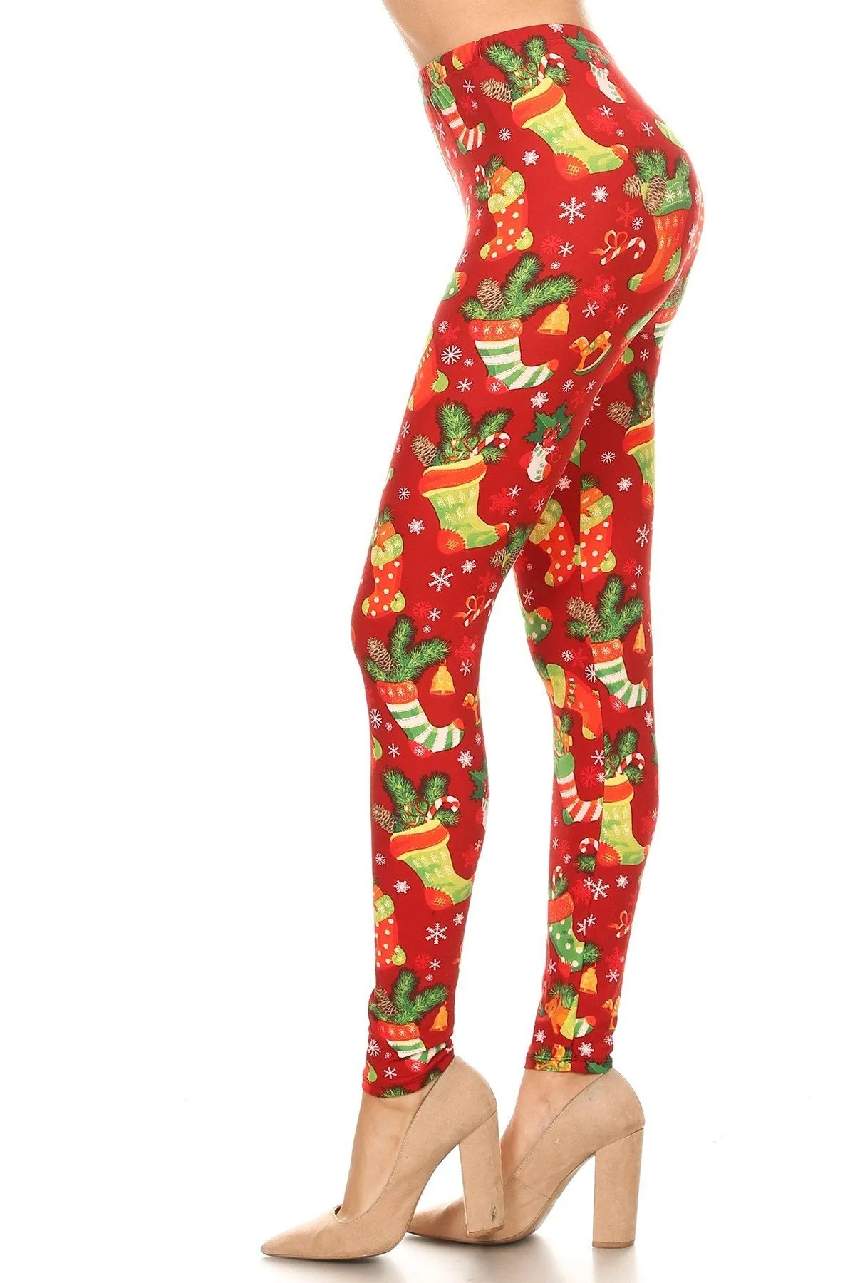 Women's 3X 5X Christmas Socks Holiday Gift Pattern Print Leggings