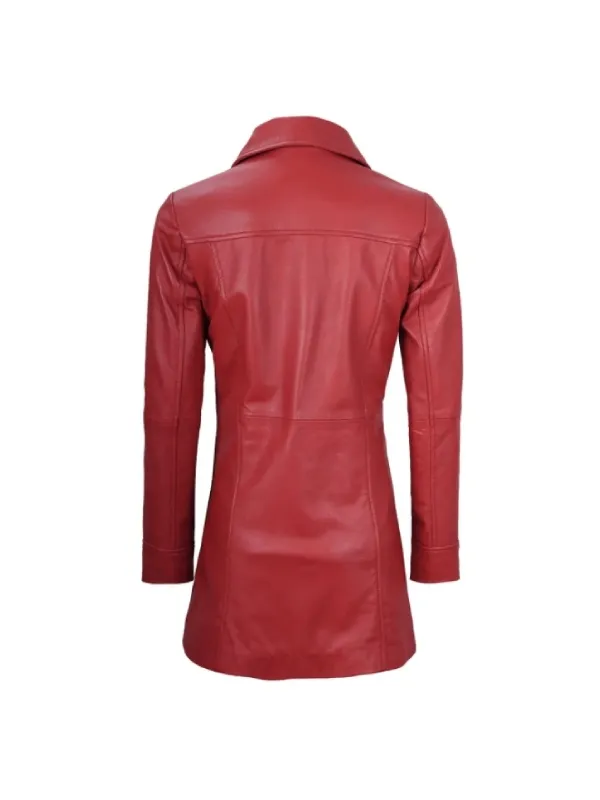 Womens Red Leather Coat