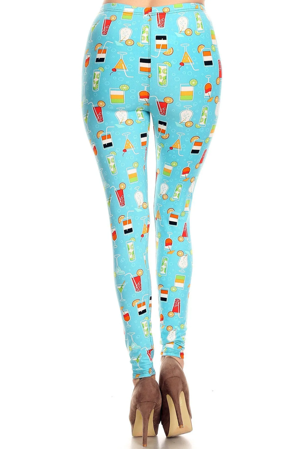 Women's Regular Colorful Cocktail Beverage Pattern Printed Leggings