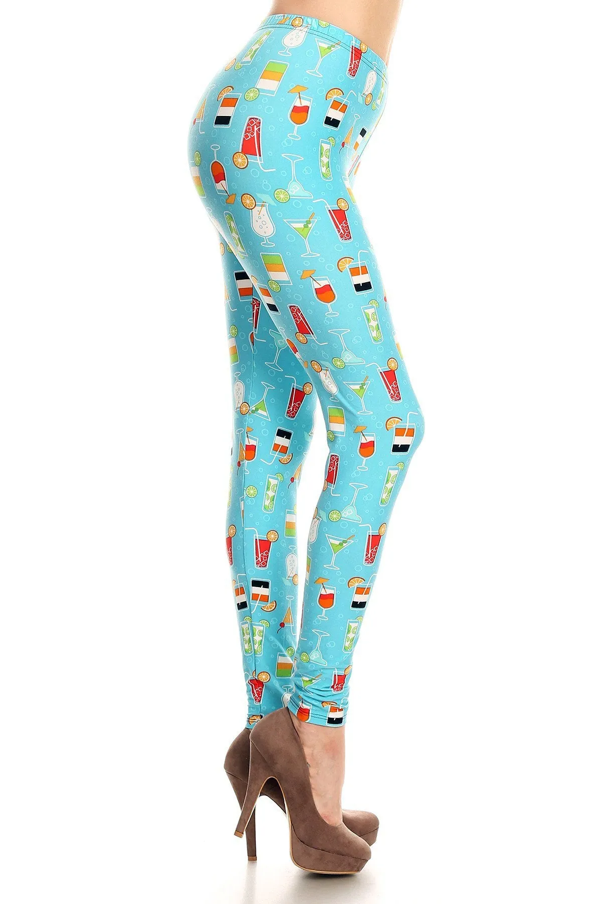 Women's Regular Colorful Cocktail Beverage Pattern Printed Leggings