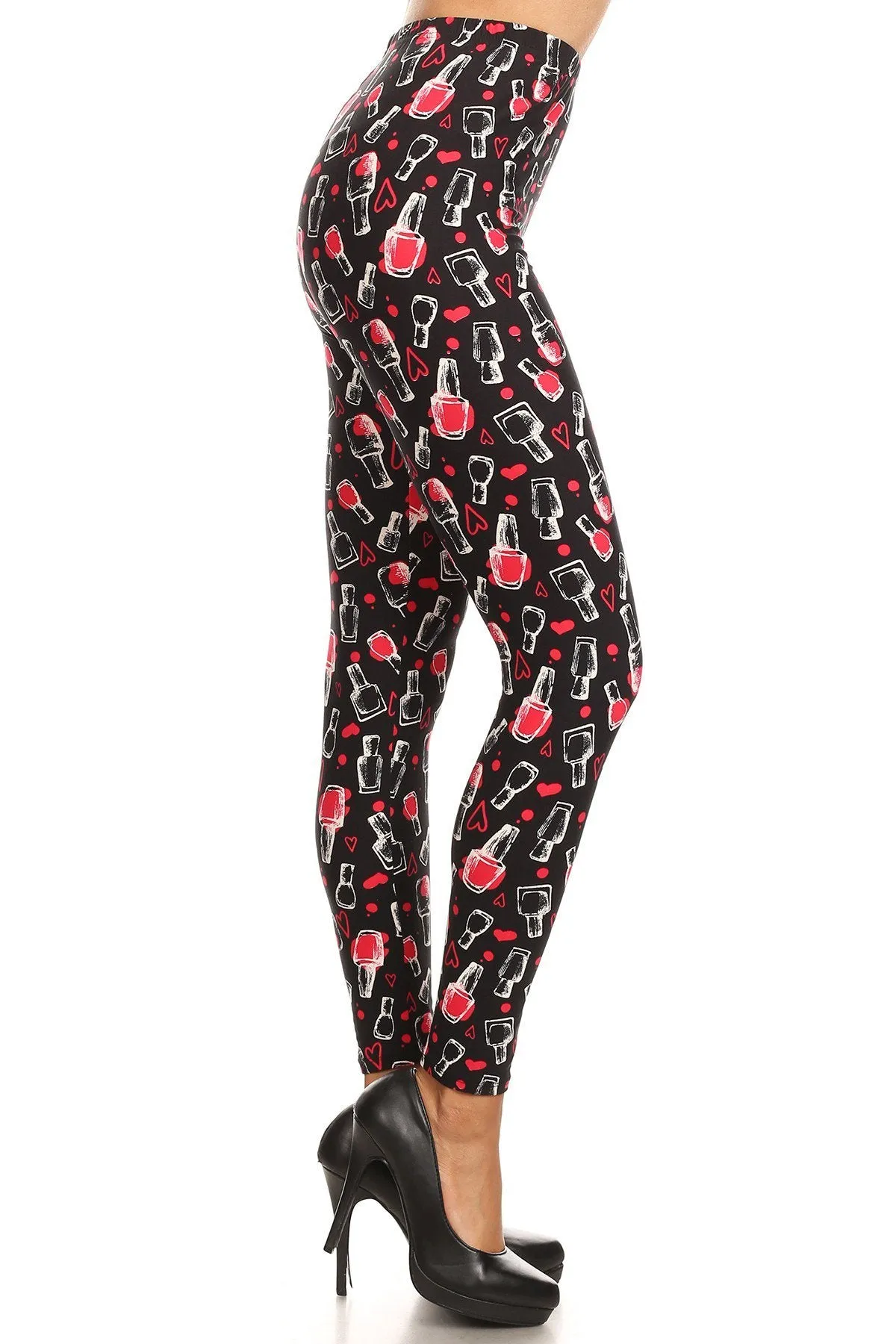 Women's Regular Nail Polish Heart Pattern Printed Leggings