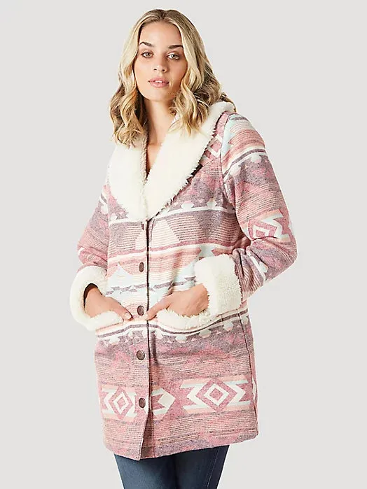 Wrangler Women's Sherpa Shawl Collar Coat in Rosa Pink