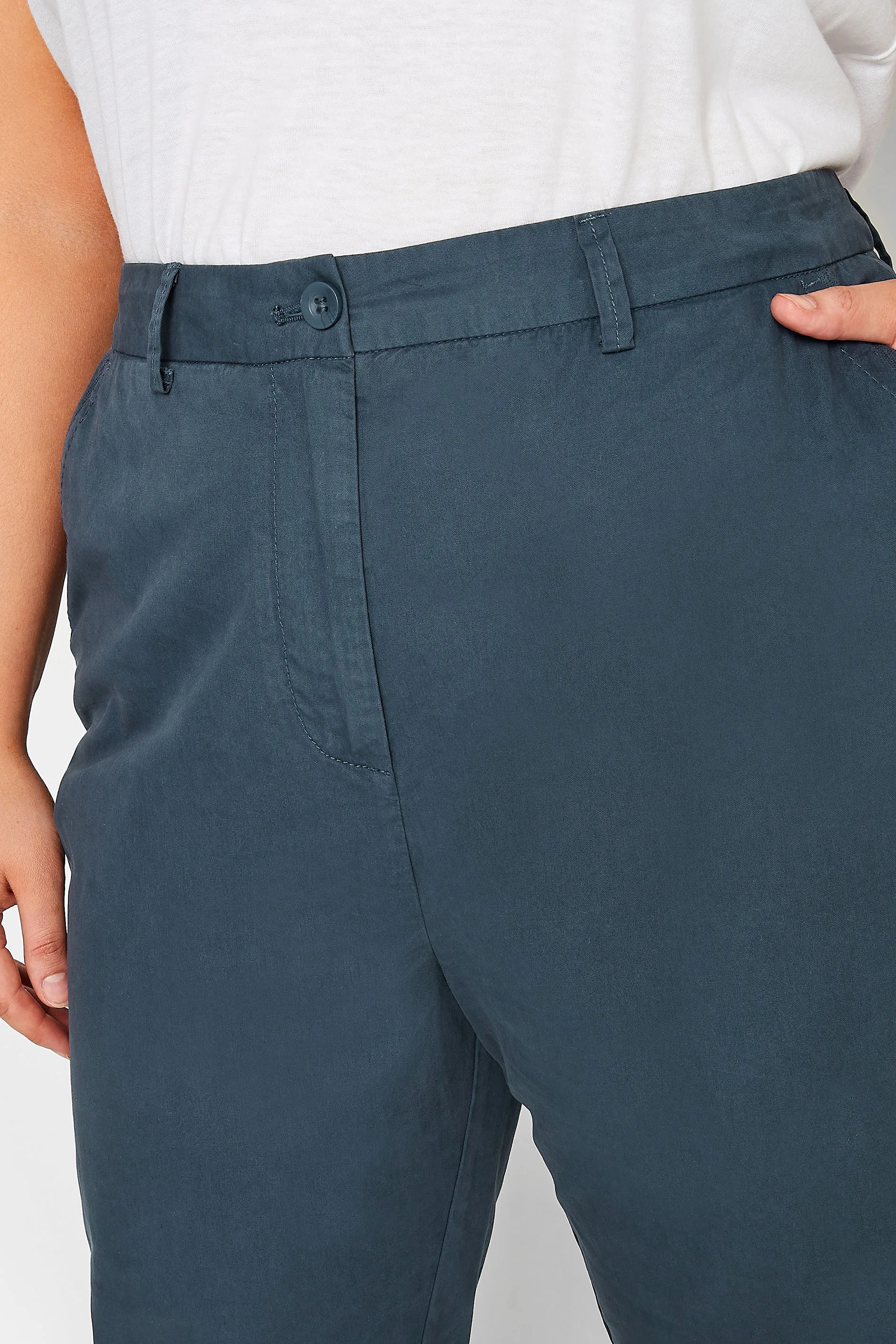 YOURS Curve Dark Blue Straight Leg Chino Trousers