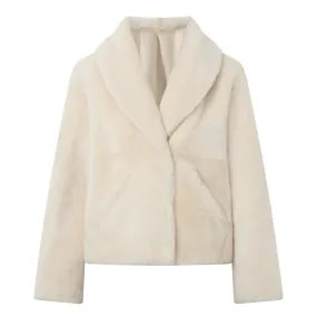 YVES SALOMON Single-Breasted Shearling Coat - A1006 MERINGUE