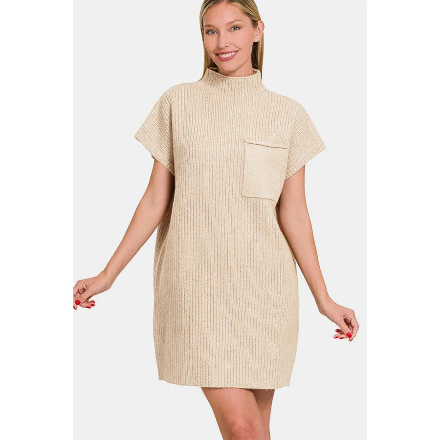 Zenana Short Sleeve Sweater Mini Dress